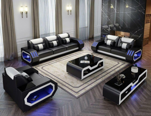Sofagarnitur Set 3+2+1 Sitzer Couchtisch Sideboard Garnitur Design Moderne 5tlg.