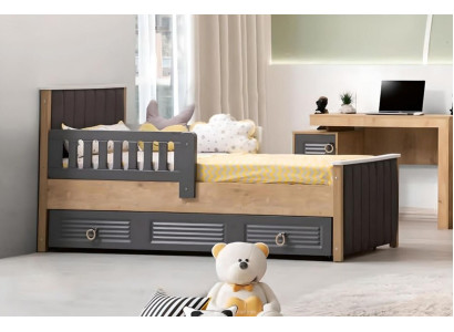 Bettrahmen Kinderbett Bett Kinderzimmer Kinderzimmermöbel Grau Holz