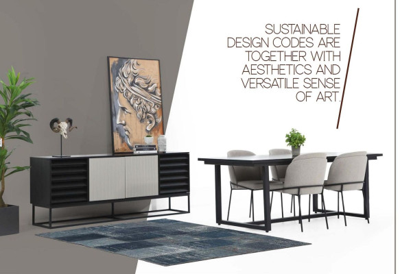 Essecke Essgruppe Esszimmer Esstisch Stühle 5tlg Holz Grau Set Neu