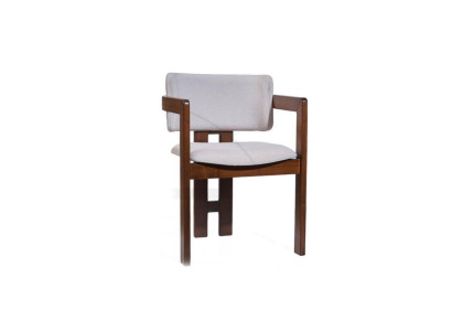 Weiß-Brauner Esszimmerstuhl Designer Polsterstuhl Moderner Einsitzer