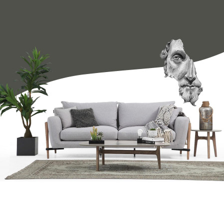 Sofagarnitur 3 Sitzer Sessel Dreisitzer Stoff Sofas Modern Design Grau