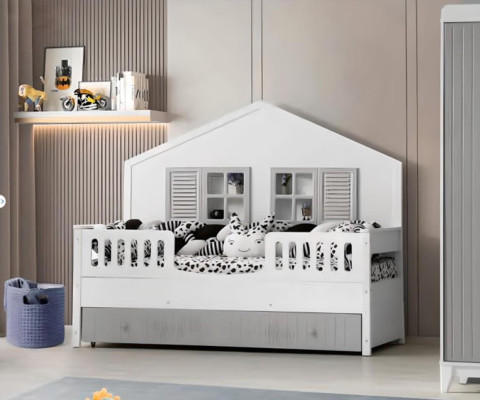 Modernes Kinderbett Grau Farbe Luxuriös Design Möbel für die Kleinsten