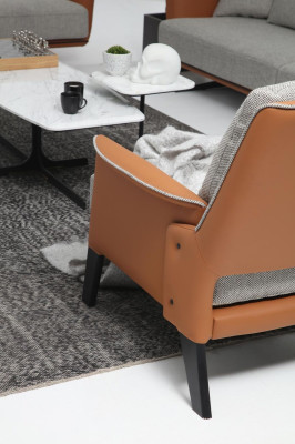 Sofagarnitur 31 Sitzer Wohnzimmer Sofa Orange Stoff Sessel Dreisitzer