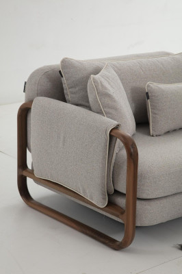 Sofagarnitur 221 Sitzer Sessel Zweisitzer Modern Stoff Grau Set Design