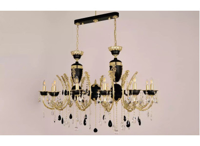 Deckenleuchte Luxus Kronleuchter Deckenlampe Luster Kristall Schwarz Lampe