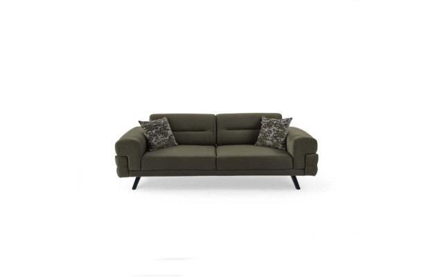 Dunkelgrüner Dreisitzer Wohnzimmer Textil Couchen Stilvoller 3-Sitzer