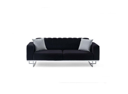 Schwarzer Luxus 3-Sitzer Moderne Wohnzimmer 3-er Polster Couchen Neu