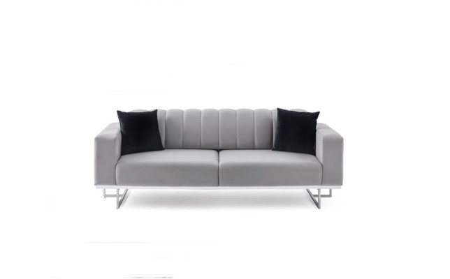 Hellgrauer Polster Dreisitzer Luxus Sofas Wohnzimmer Stilvolle Couchen