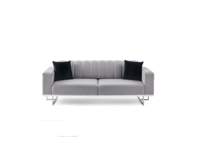 Hellgrauer Polster Dreisitzer Luxus Sofas Wohnzimmer Stilvolle Couchen