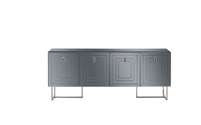 Graue Wohnzimmer Anrichte Luxus Holz Möbel 4-türige Designer Kommode