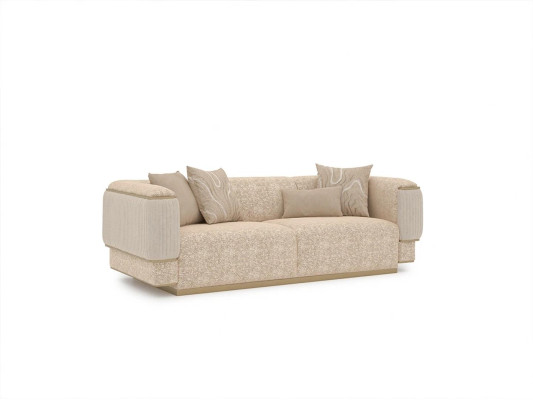Dreisitzer Sofa Textil Wohnzimmer Beige Polstermöbel Luxus Sofas Couch
