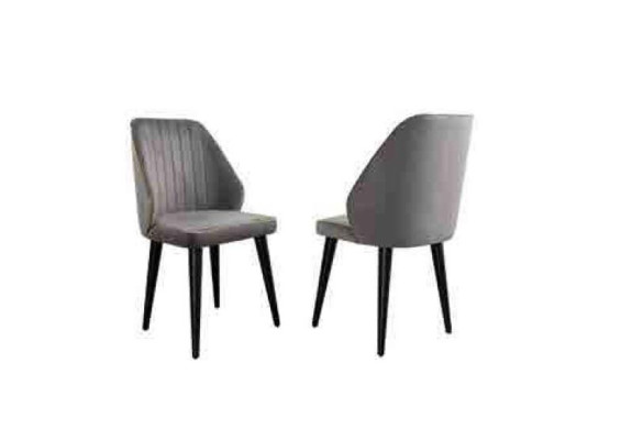 Grauer Esszimmer Stuhl Luxus Einsitzer Textilmöbel Designer Modell Neu