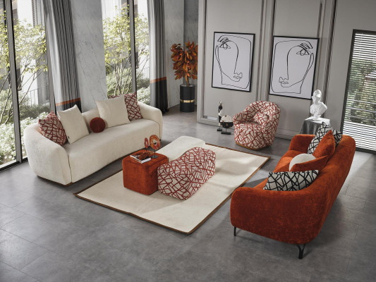 Hocker Polster neu Design Luxus beige Wohnzimmer Stil Modern