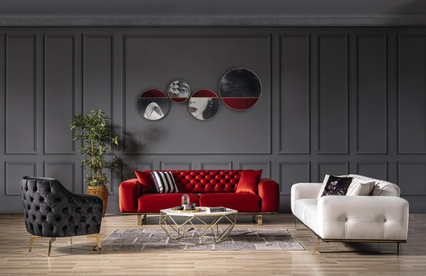 Bunte Designer Sofagarnitur Couch 3+2+1 Sitzer Couchen Chesterfield