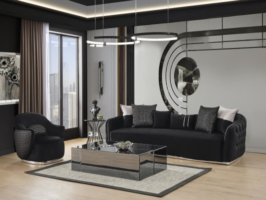 Sofa 4 Sitzer Luxus Designer Luxus Möbel neu schwarz Wohnzimmer