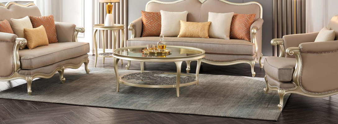 Luxus Couchtisch Runder Tisch Hotel Möbel Einrichtung Tische Gold