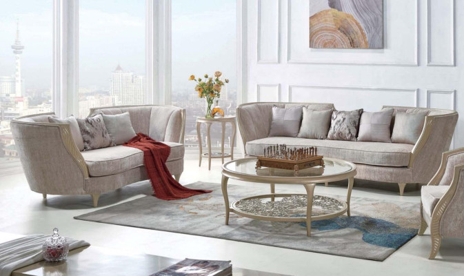 Exklusive Beige Sofagarnitur 3+2 Sitzer Designer 2tlg. Set Textilcouchen