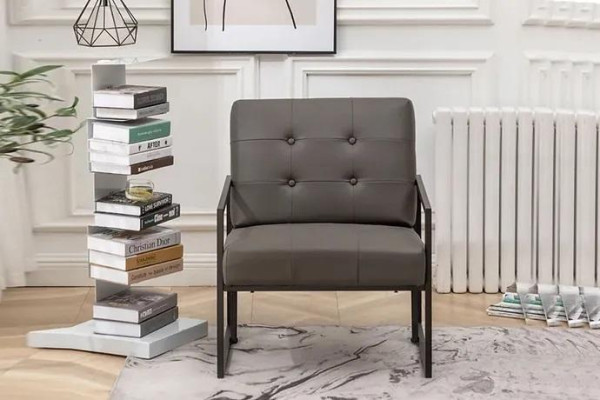 Wohnzimmer Sessel Dunkelgrau 1-Sitzer Metallbeine + Textilpolsterung
