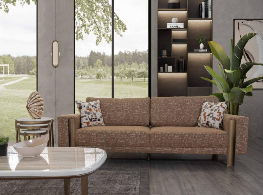 Stilvolle Braune Wohnzimmer Sofagarnitur Designer 3-Sitzer 1-Sitzer 3tlg