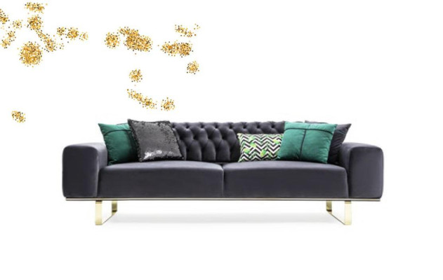 Moderne Sofa 4 Sitz Design Wohnzimmer Polster Holz Polster Moderne Luxus