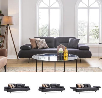 xxl Sofa 4 Sitzer Couch Wohnzimmer Polster Sitz Garnitur Leder Grau Textil