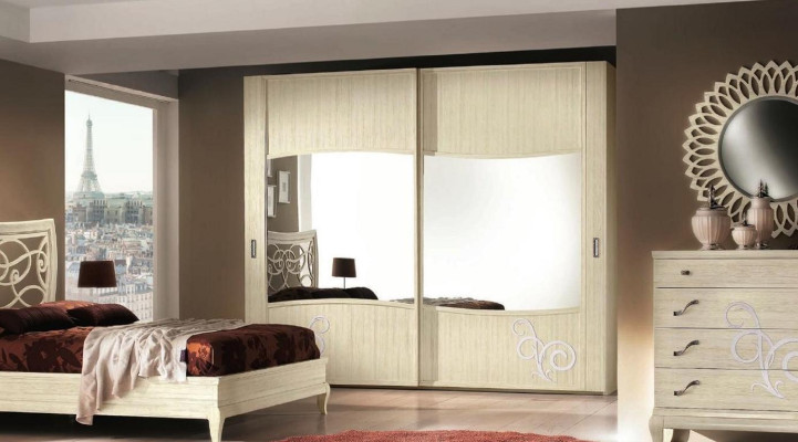 Schlafzimmer Bett Nachttisch Kleiderschrank Kommode Spiegel Gruppe Neu Set 6tlg.