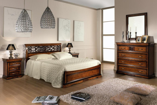 Bett 2x Nachttisch Schlafzimmer Set Tisch Betten Komplett Holz Set Barock 3tlg.