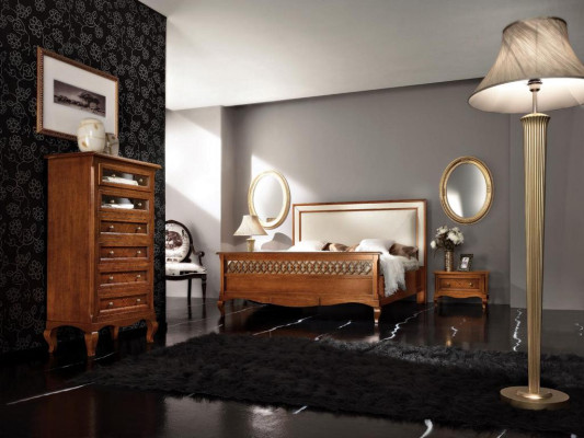 Doppelbett Betten Schlafzimmer Möbel Massivholz Vaccari cav giovanni Bett Neu