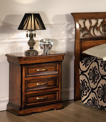 Schlafzimmer Möbel Set Garnitur Italienische Möbel Nachttisch Massives Holz 3tlg