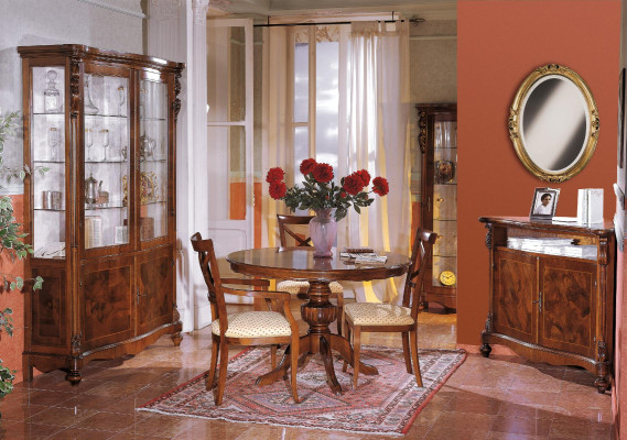Design Ess Zimmer Rund Tisch Set Garnitur 4 tlg Sets Italienische Möbel Komplett