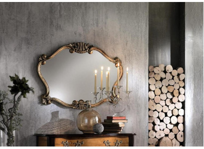 Italienische Klassischer Designer Spiegel Wandspiegel mit Bronzeblättern Barock