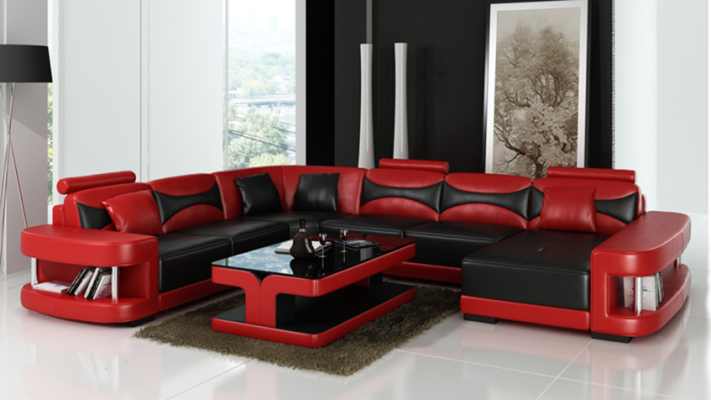 Luxus Ecksofa Sofa Polster Couch Wohnlandschaft U Form - Ledersofas