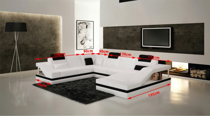 Designer Couch U Form Ecksofa Polster Couch Leder Garnituren Wohnlandschaft Neu