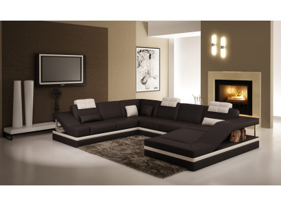 Designer Couch U Form Ecksofa Polster Couch Leder Garnituren Wohnlandschaft Neu