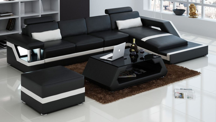 Ecksofa Sofagarnitur Couch Ecke Polster Hocker Set Komplett Sessel Sofa