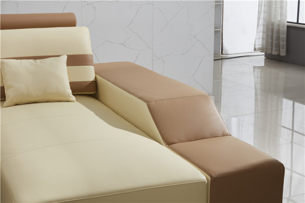 Ledersofa L-Form Couch Wohnlandschaft Ecksofa Garnitur Design Modern Sofa Beige
