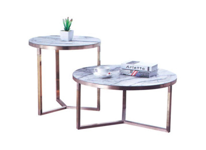 Designer Metall Couch Glas Tisch + Beistell Tische Sofa Neu 2 tlg. Set