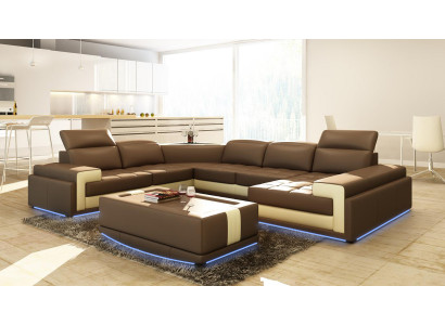 Ledersofa Couch Wohnlandschaft Ecksofa Modern Eck Garnitur Design Dekor