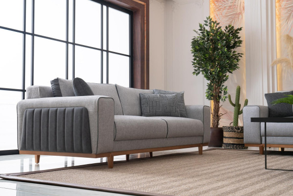 Duosofa aus Stoff Couch Polster Gemütliche Stoff-Couch Zweisitz-Stoffsitzbank