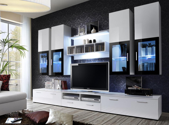 Wohnwand Einrichtung Wandschrank Design Holz Wandschrank Modern Garnitur