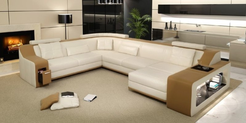 Moderne Wohnlandschaft Polster Ecksofa Sofa Couch Eck Garnitur Textil