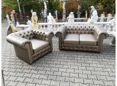 Designer Chesterfield Sofagarnitur Sofa Couch 2+1 Polster Sitz Garnitur Gold
