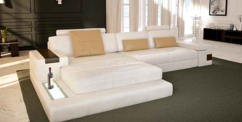 Ecksofa Couch Polster Wohnlandschaft Eck Garnitur Ecke Leder Textil Sofa L Form