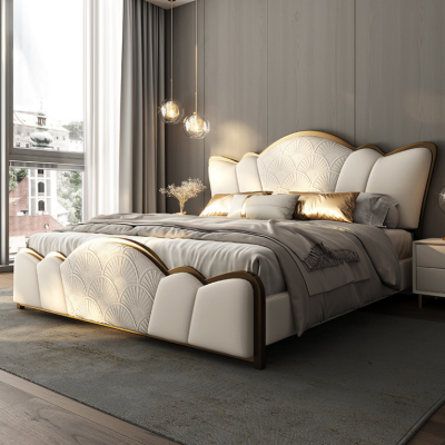 Schlafzimmer Möbell Stilvolles Weißes Doppelbett Moderne Lederbetten