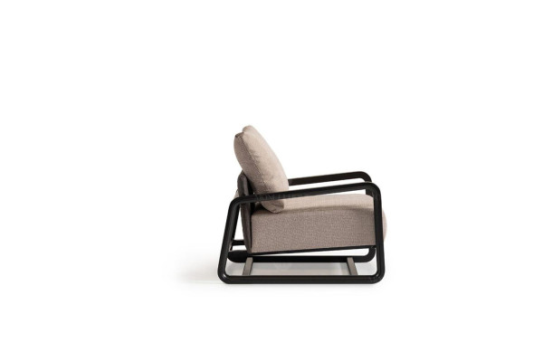 Fernsehsessel Sessel Einsitzer Sitzer Beige Holz Wohnzimmer Design