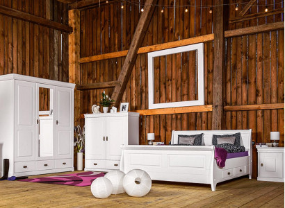Schlafzimmer Set Design Landhaus Luxus Möbel Bett Nachttisch Kommode 6 tlg.
