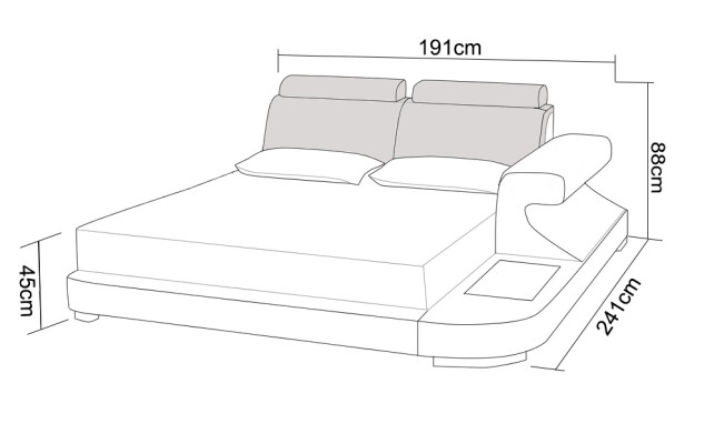 Luxus Bett + Beleuchtung Lederbett Betten Sofa Big Ehe Polster 140/160/180 Neu