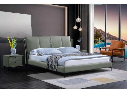 Bett Leder 2x Nachttisch 3 tlg. Schlafzimmer Set Möbel Modern Luxus Betten Neu