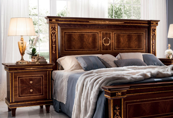 Schlafzimmer Set Bett Nachttisch Kommode Spiegel Hocker Neu 7tlg. Barock