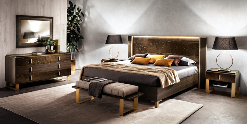 Schlafzimmer Set Bett 2x Nachttisch Kommode Betten Doppel Hotel Polster 6tlg.